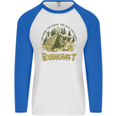Bushcraft Funny Outdoor Pursuits Scouts Camping Mens L/S Baseball T-Shirt White/Royal Blue