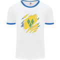 Torn Saint Vincent and Grenadines Flag Football Mens Ringer T-Shirt White/Royal Blue