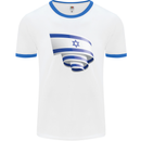 Curled Israel Flag Israeli Day Football Mens Ringer T-Shirt White/Royal Blue