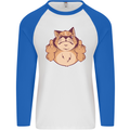 Grumpy Cat Finger Flip Offensive Funny Mens L/S Baseball T-Shirt White/Royal Blue