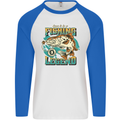 Fishing Legend Funny Fisherman Mens L/S Baseball T-Shirt White/Royal Blue