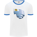 Curled Uruguay Flag Uruguayan Day Football Mens Ringer T-Shirt White/Royal Blue