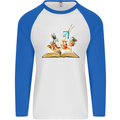 Trippy Nature Book Magic Mushrooms LSD Mens L/S Baseball T-Shirt White/Royal Blue