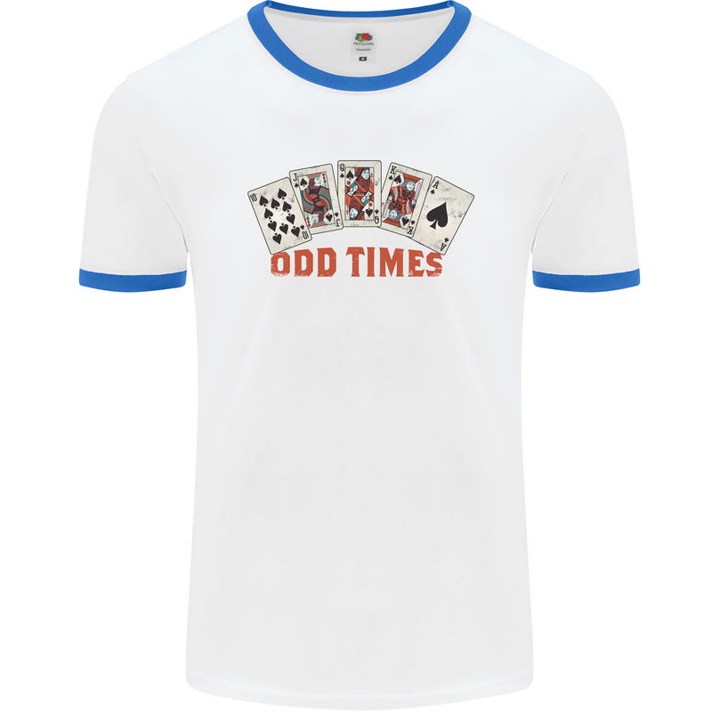 Poker Odd Times Funny Mens Ringer T-Shirt White/Royal Blue