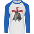 Knights Templar Prayer St. George's Day Mens L/S Baseball T-Shirt White/Royal Blue