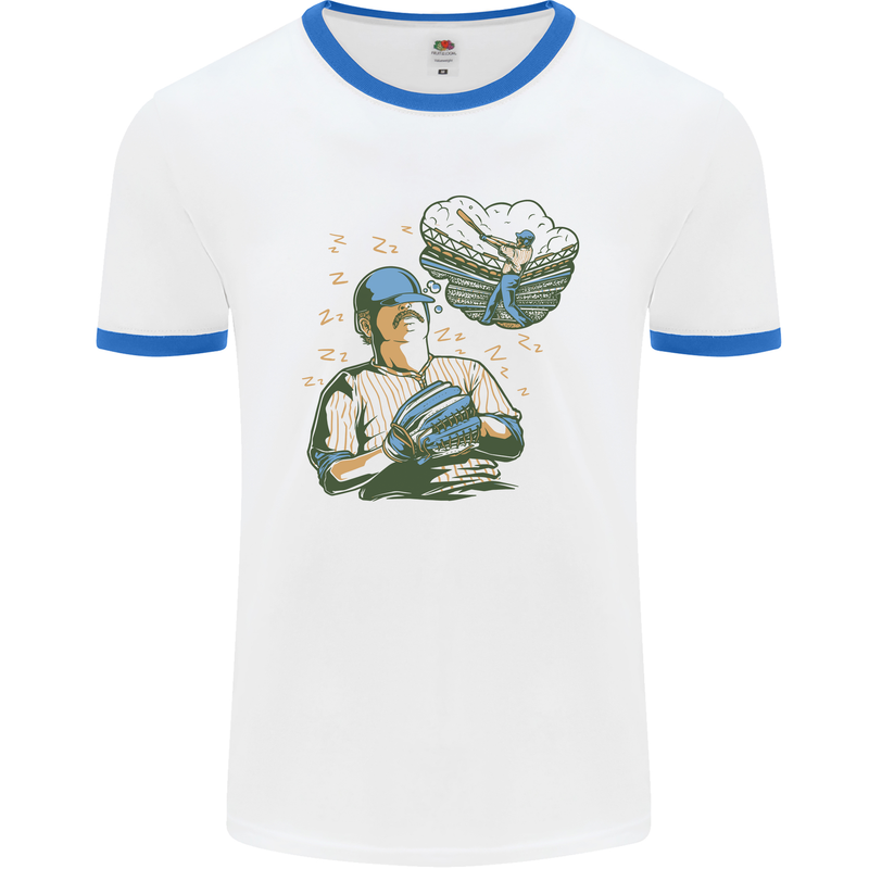 A Baseball Player Mens Ringer T-Shirt White/Royal Blue