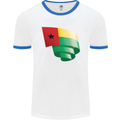 Curled Guinea-Bissau Flag Day Football Mens Ringer T-Shirt White/Royal Blue