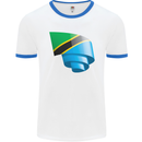 Curled Tanzania Flag Tanzanian Day Football Mens Ringer T-Shirt White/Royal Blue