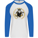 A Viking Man Mens L/S Baseball T-Shirt White/Royal Blue