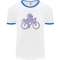 A Cycling Octopus Funny Cyclist Bicycle Mens Ringer T-Shirt White/Royal Blue