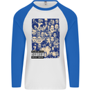 Rap Collage Hip Hop Music Mens L/S Baseball T-Shirt White/Royal Blue