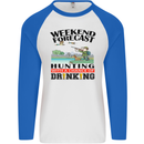 Hunting Weekend Alcohol Beer Funny Hunter Mens L/S Baseball T-Shirt White/Royal Blue