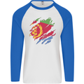 Torn Eritrean Flag Eritrea Flag Day Football Mens L/S Baseball T-Shirt White/Royal Blue