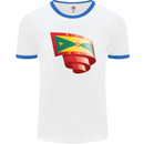 Curled Grenada Flag Grenadians Day Football Mens Ringer T-Shirt White/Royal Blue
