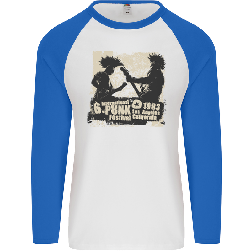 Punk Festival 1983 Music Rock n Roll Mens L/S Baseball T-Shirt White/Royal Blue