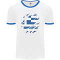 Torn Greece Flag Greek Day Football Mens Ringer T-Shirt White/Royal Blue