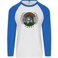 India Bodybuilding Flag Gym Training Indian Mens L/S Baseball T-Shirt White/Royal Blue