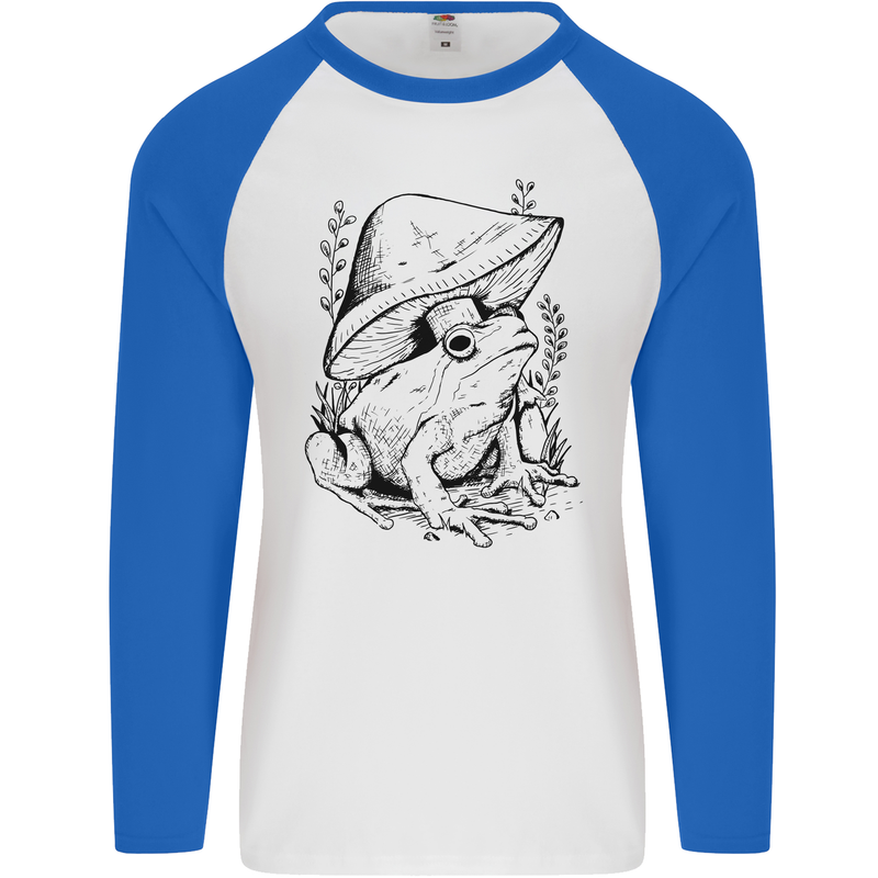 Wildlife Ecology a Frog and a Toadstool Mens L/S Baseball T-Shirt White/Royal Blue