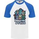Dungeons & Ferrets Role Play Games RPG Mens S/S Baseball T-Shirt White/Royal Blue