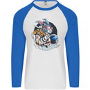 Space Bunny Funny Astronaut Space Rabbit Mens L/S Baseball T-Shirt White/Royal Blue