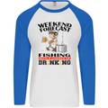 Fishing Fisherman Forecast Alcohol Beer Mens L/S Baseball T-Shirt White/Royal Blue