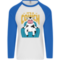 Its a Cowch Funny Cow Mens L/S Baseball T-Shirt White/Royal Blue