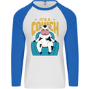 Its a Cowch Funny Cow Mens L/S Baseball T-Shirt White/Royal Blue