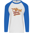 Flugelhorn Music Speaks Where Words Fail Mens L/S Baseball T-Shirt White/Royal Blue