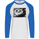 Northern Soul Turntable DJ Decks Vinyl Mens L/S Baseball T-Shirt White/Royal Blue