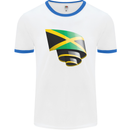 Curled Jamaican Flag Jamaica Day Football Mens Ringer T-Shirt White/Royal Blue