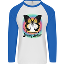 Fragile Skin Strong Spirit Butterfly Mens L/S Baseball T-Shirt White/Royal Blue
