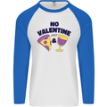 Anti Valentines Day Just Pizza & Wine Mens L/S Baseball T-Shirt White/Royal Blue