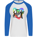 Stop Homophobia Gay Pride Day Awareness Mens L/S Baseball T-Shirt White/Royal Blue