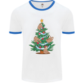 Sloth Christmas Tree Xmas Mens Ringer T-Shirt White/Royal Blue