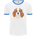 A Colourful King Charles Spaniel Dog Mens Ringer T-Shirt White/Royal Blue