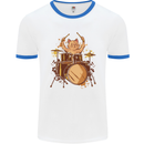 A Cat Drummer Drumming Mens Ringer T-Shirt White/Royal Blue