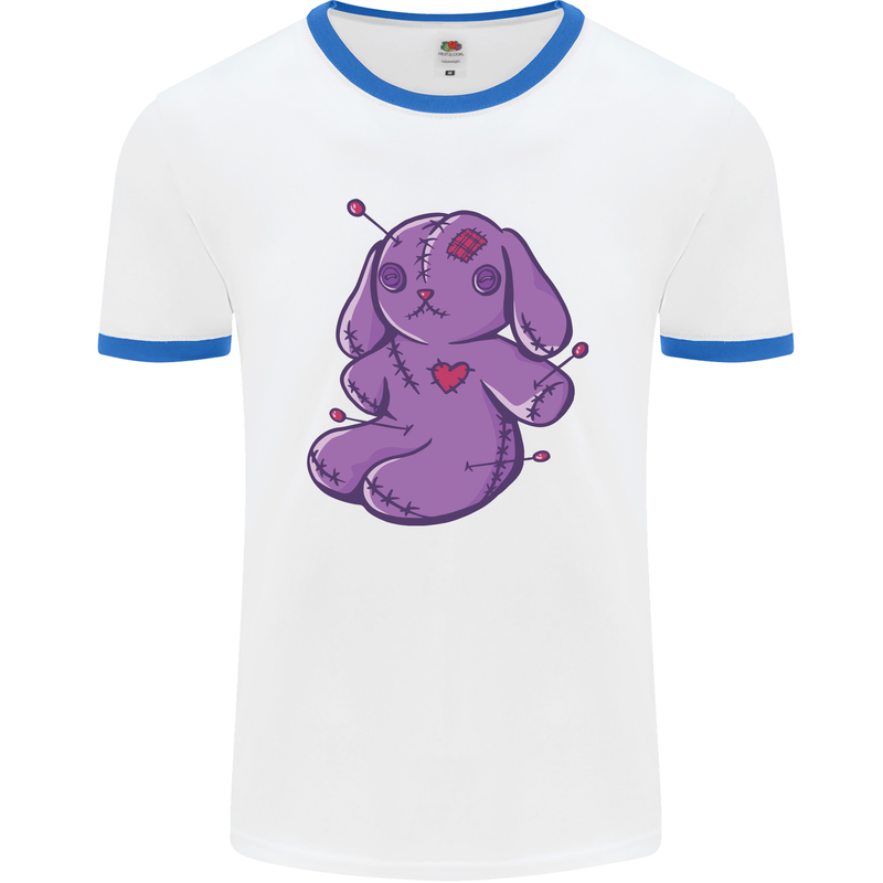 A Voodoo Doll Rabbit Mens Ringer T-Shirt White/Royal Blue