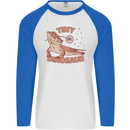 Tiny Dinosaur Funny Bearded Dragon Mens L/S Baseball T-Shirt White/Royal Blue