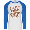 Yep I Talk To Lizards Chameleons Mens L/S Baseball T-Shirt White/Royal Blue