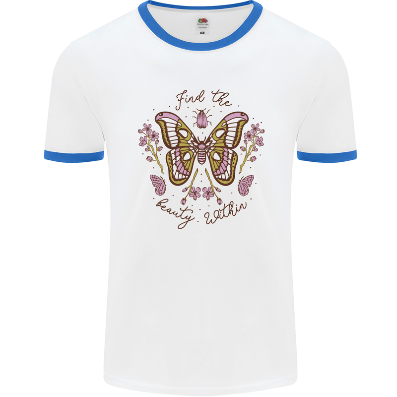 Beauty Within Butterfly Butterflies Mens Ringer T-Shirt White/Royal Blue