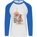 Knights Templar on a Horse Mens L/S Baseball T-Shirt White/Royal Blue