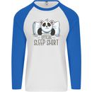 Panda Bear Funny Sleep Sleeping Nightwear Mens L/S Baseball T-Shirt White/Royal Blue
