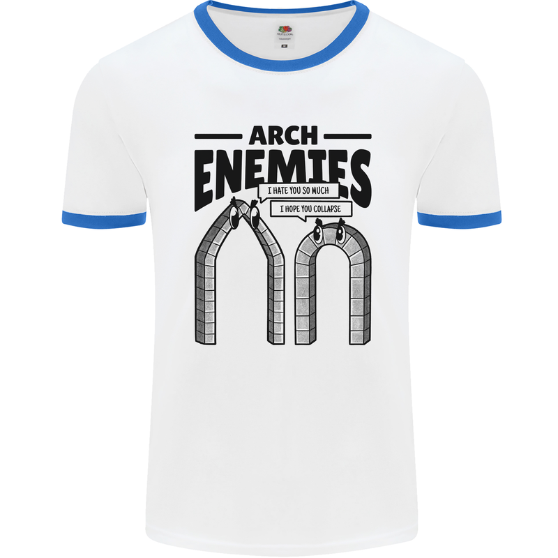 Arch Enemies Funny Architect Builder Mens Ringer T-Shirt White/Royal Blue