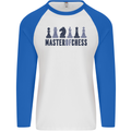 Master of Chess Mens L/S Baseball T-Shirt White/Royal Blue