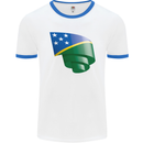 Curled Solomon Islands Flag Day Football Mens Ringer T-Shirt White/Royal Blue