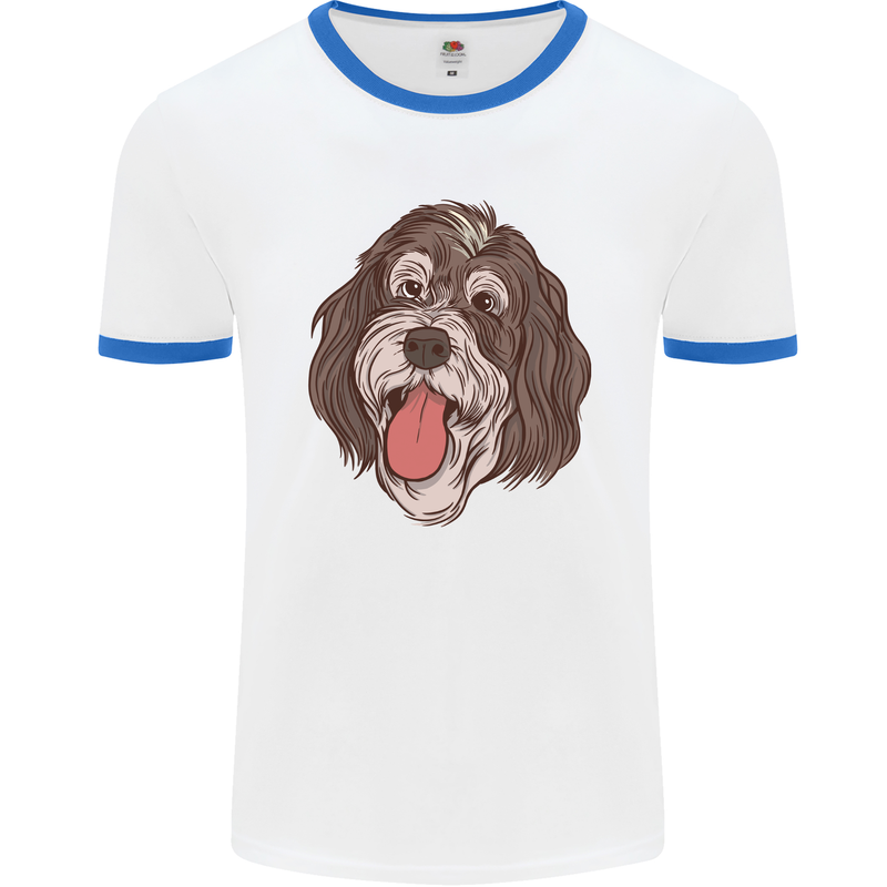 Bernedoodle Dog Mens Ringer T-Shirt White/Royal Blue