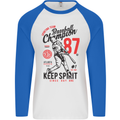 Baseball Champion Player Mens L/S Baseball T-Shirt White/Royal Blue