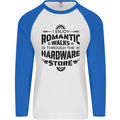 Romantic Walks Hardware Store Tradesman DIY Mens L/S Baseball T-Shirt White/Royal Blue