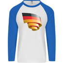 Curled Germany Flag German Day Football Mens L/S Baseball T-Shirt White/Royal Blue