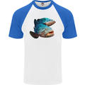 Goliath Fish Fishing Fisherman Mens S/S Baseball T-Shirt White/Royal Blue